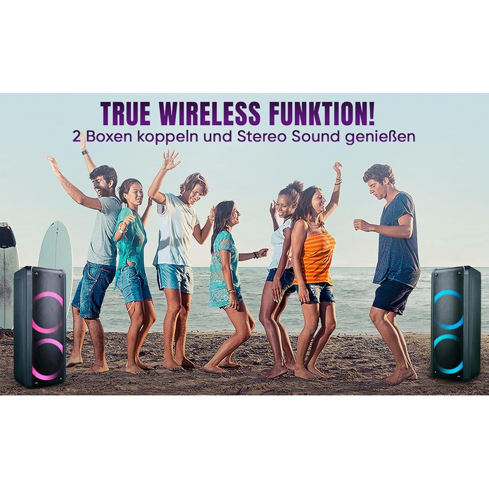 Портативна Bluetooth-колонка Reflexion PS09BT - 500W, Караоке, DJ, LED-підсвітка, Радіо, Мікрофон, Чорний