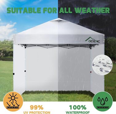 3 Piece Side Walls for 3x3M Gazebo, Gazebo Side Wall for Garden Gazebo and Pop-Up Gazebo with Velcro Closure, 210D Waterproof, Without Awning (White, 3 Side Walls)