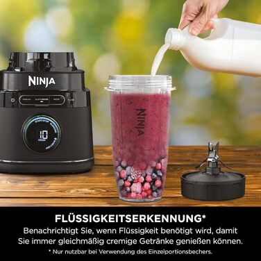 Ninja 2-in-1 Detect Power Mixer Pro with Single Serve - 1200W Power Blender with Pitcher & 2 Single Serve Cups - Smoothie, Vegetable & Frozen Drink Mixer - TB301EU