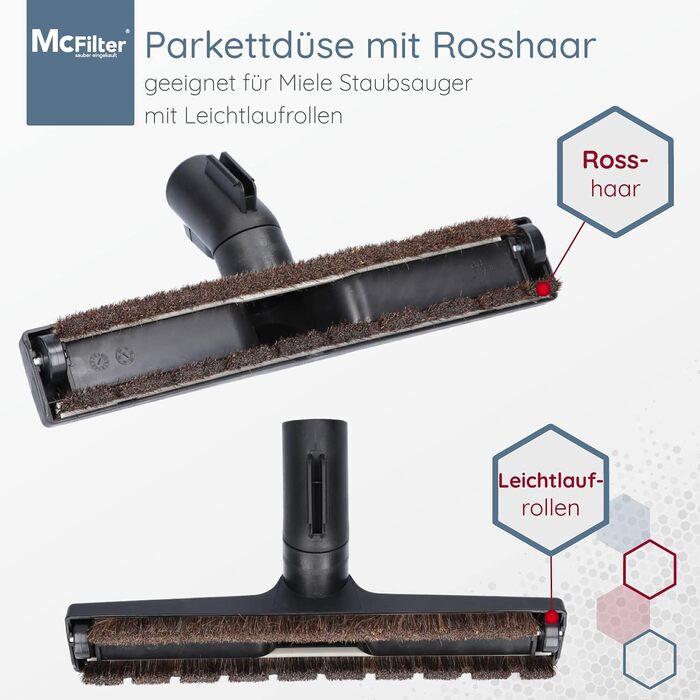 Набір фільтрів McFilter для пилососів Miele з діаметром шланга 32/35 мм (12 шт.) з насадкою для паркету, щіткою для килимів, щіткою для щілин та адаптером