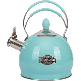 Вінтажний чайник-свисток об'ємом 2.6 л, синій, з зручною ручкою | Чайник для води, чайник-свисток, чайник для чаю