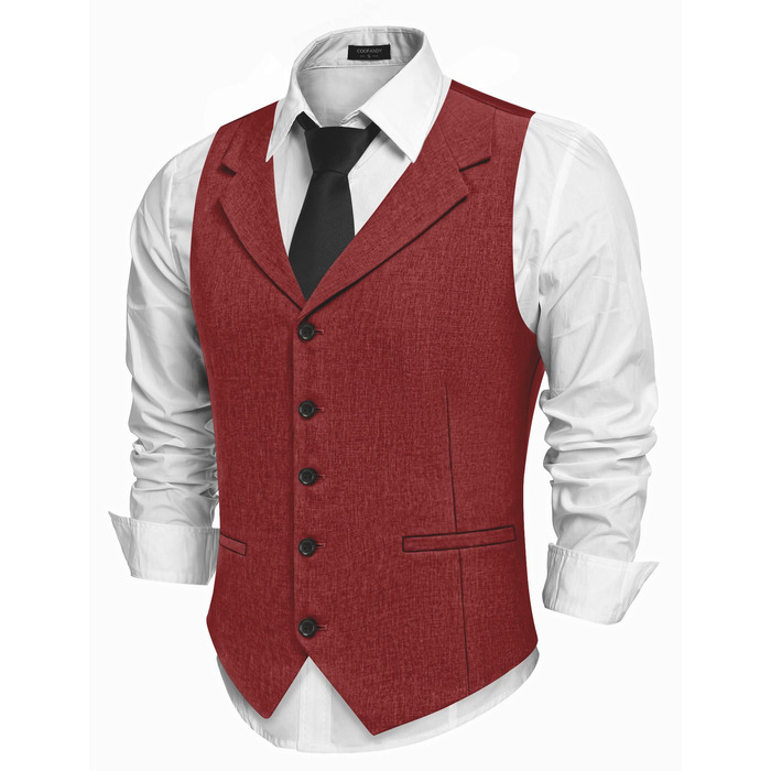 Жилет чоловічий COOFANDY, підходить для піджака, стильний, колір лосось (XXL, Червоний/Подорож, однотонний (Getaway Solids))