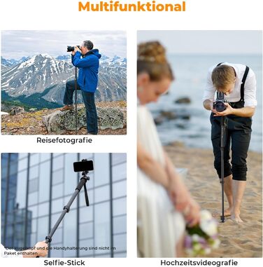 Монопод K&F Concept MS16 - 160см, алюміній, 5 секцій, для DSLR/DSLM/компактних камер