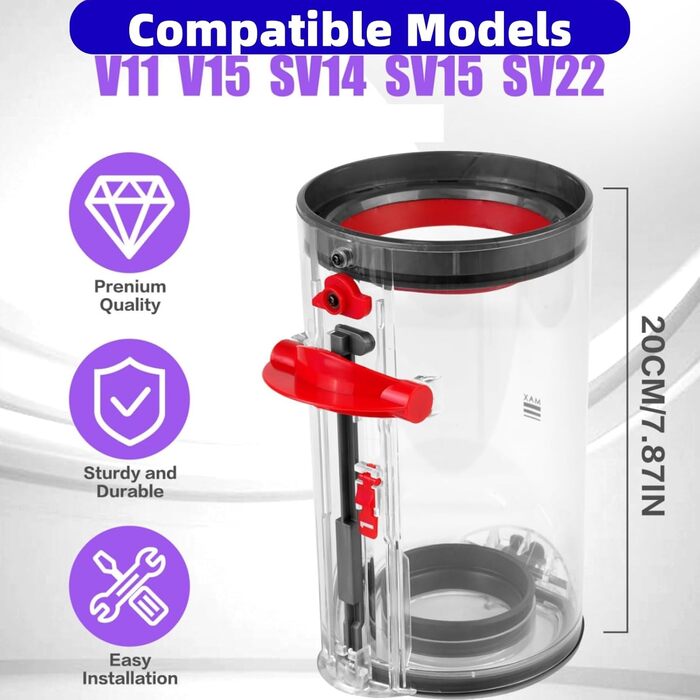 Замінник HEPA-фільтра та контейнера для пилу Dyson V11 V15 SV14 SV17 SV22 SV28. Сумісний з 970013-02/970013-03