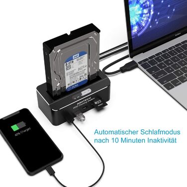 Док-станція для жорстких дисків RSHTECH з двома відсіками, USB 3.0, алюміній, підтримка 2.5/3.5