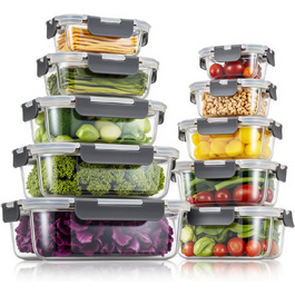 Набір контейнерів для зберігання Fenger Glas з кришкою (10 шт.) - герметичні, BPA-free, для холодильника та мікрохвильовки