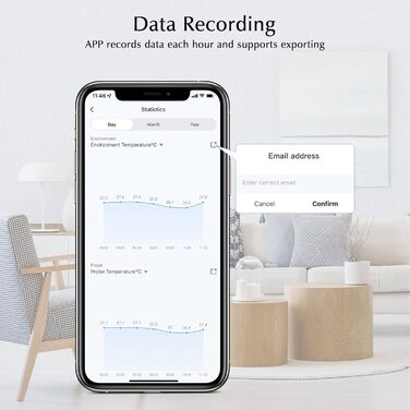 eMylo WiFi Thermometer, Smart Refrigerator Thermometer App Monitor, Data Export ℉/℃, WiFi Hygrometer Thermometer Indoor Outdoor for Greenhouse, Aquarium, Refrigerator, 2 Pack with Display