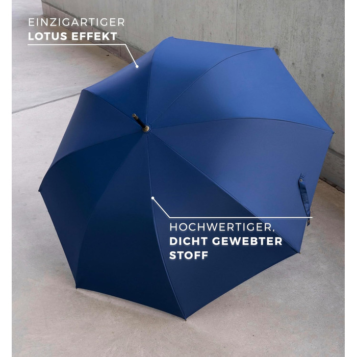 Sapor Design Umbrella Stick Umbrella Stormproof Auto-Open Windproof | XXL Large & Stable for 2 People Men & Women | Golf Umbrella Travel – 123 cm Ø Elegant Blue - Modern