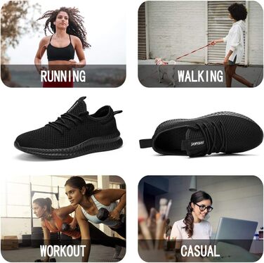 Жіночі кросівки для ходьби, бігу та трекінгу EGMPDA - зручні та легкі, чорного кольору