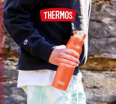 Термос Ultralight 0.5л, нержавіюча сталь, зберігає тепло 10 год / холод 20 год, абсолютно герметичний, для води, чаю, безалкогольних напоїв (Glowing Orange Mat)