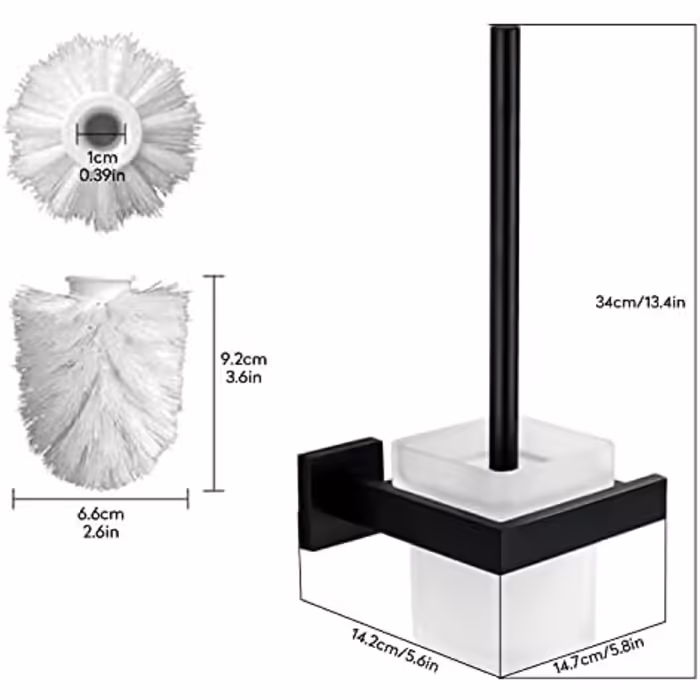Toilet brush holder, black matte, wall-mounted toilet brush, stainless steel toilet brush holder set requiring drilling