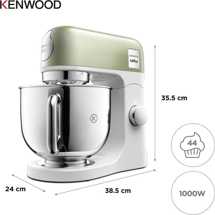 Кухонна машина Kenwood kMix Editions KMX760BC, 1000 Вт, чаша 5 л з нержавіючої сталі, набір для кондитера, зелений металік