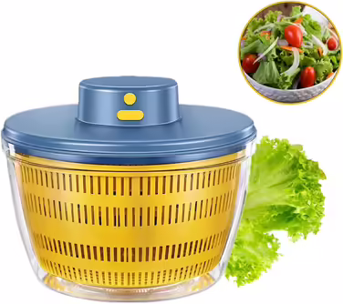 Automatic Salad Spinner, USB Wireless 4000ml Salad Spinner Dehydrator for Fruits and Vegetables, Salad Bowl for Serving, Quickly Drains Kitchen Helper in Trendy Color, Long Standby Time (Blue)