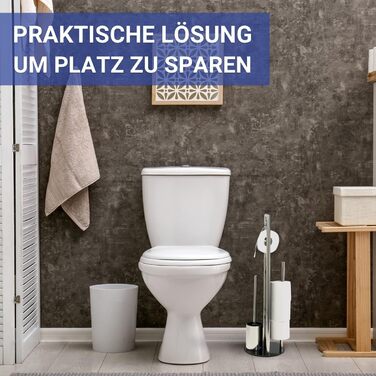 Набір для туалету WENKO Ravina 3в1 з нержавіючої сталі (тримач туалетного паперу, щітка, тримач щітки), 20 x 70 см, сріблястий/чорний