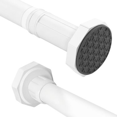 Регульована телескопічна штанга DEWEL для карнизів, душових кабін, без свердління, для штор, спальні, ванна кімната (діаметр 3см, 70-120см, білий)