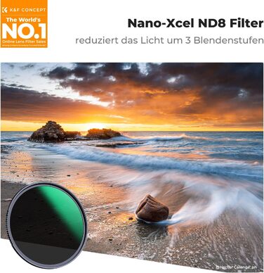ND-фільтр K&F Concept Nano-X ND8 (3 Stop) 77mm для фотокамер