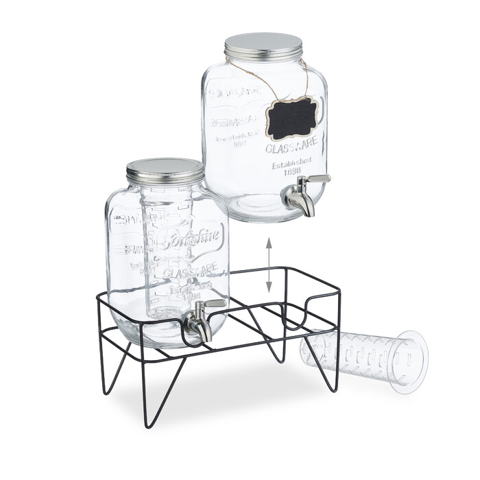 Relaxdays 2-Piece Drink Dispenser, 4L with Stand