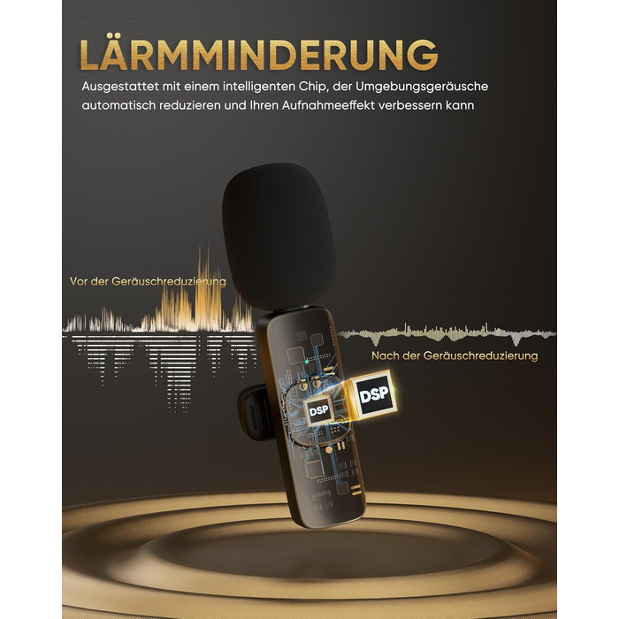 Беспроводной петличный микрофон XZ-K5 для iPhone/iPad/Android/Laptop с шумоподавлением (2 шт.)