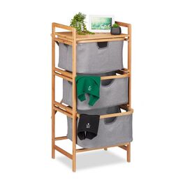 Relaxdays Laundry Sorter Bamboo with 3 Compartments
