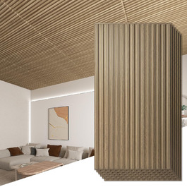3D панелі для стін Art3d: ріфлені панелі з ПВХ, 12 шт, 50x50 см, 3 м² (120x60 см, горіх)