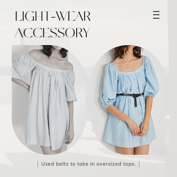 LEACOOLKEY Набір з 4 тонких шкіряних жіночих ременів для суконь та джинсів з золотою пряжкою (100 см) - чорний, коричневий, синій, бежевий