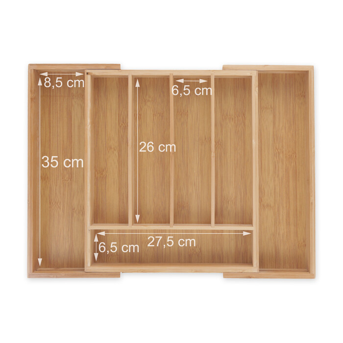 Relaxdays Bamboo Cutlery Box, Extendable