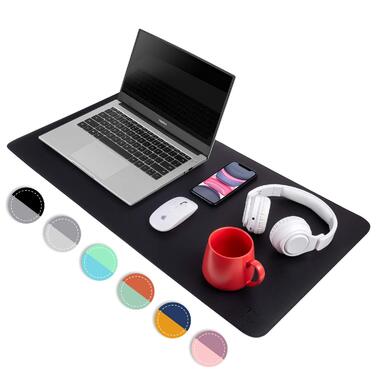 Офісний килимок для миші та столу Violett/Rosa з PU-шкіри, 80x39.9 см, водонепроникний, чорно-сірий
