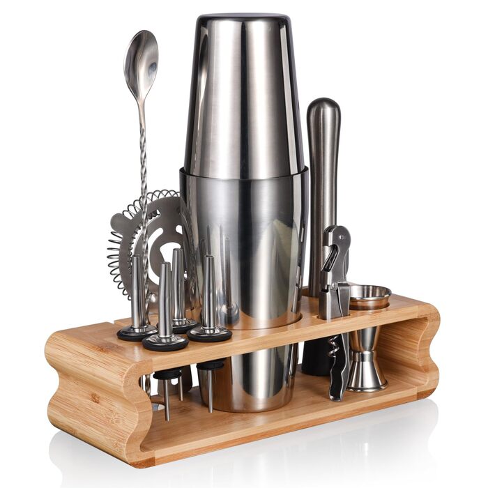 Набір для коктейлів Esmula 550/750 мл, 12 предметів, нержавіюча сталь, професійний набір бармена, подарунок для чоловіків та жінок, стильний набір для домашнього бару + буклет з рецептами