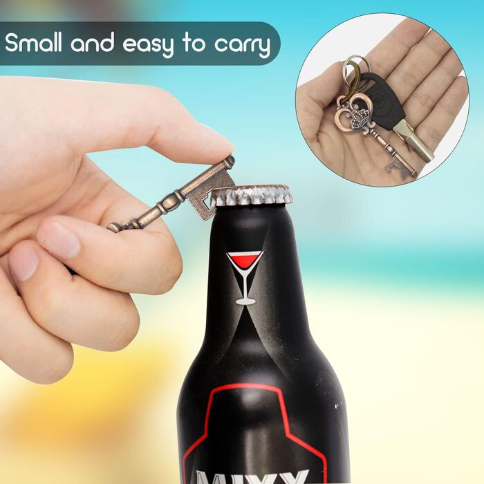 50-Piece Bottle Opener Favors, Clear Bag, Wedding Favors, Antique Rustic Party Decoration (Bronze)