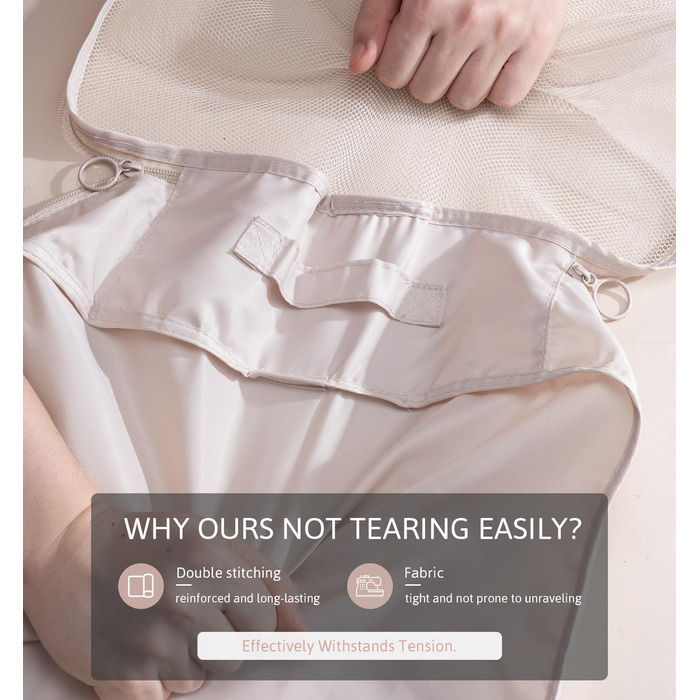 Органайзер для валізи Meowoo, 8-кількість, набір кубиків для пакування, для подорожей та бізнесу, з кишенями для одягу, для зберігання багажу, система організації (Бежевий-9шт)