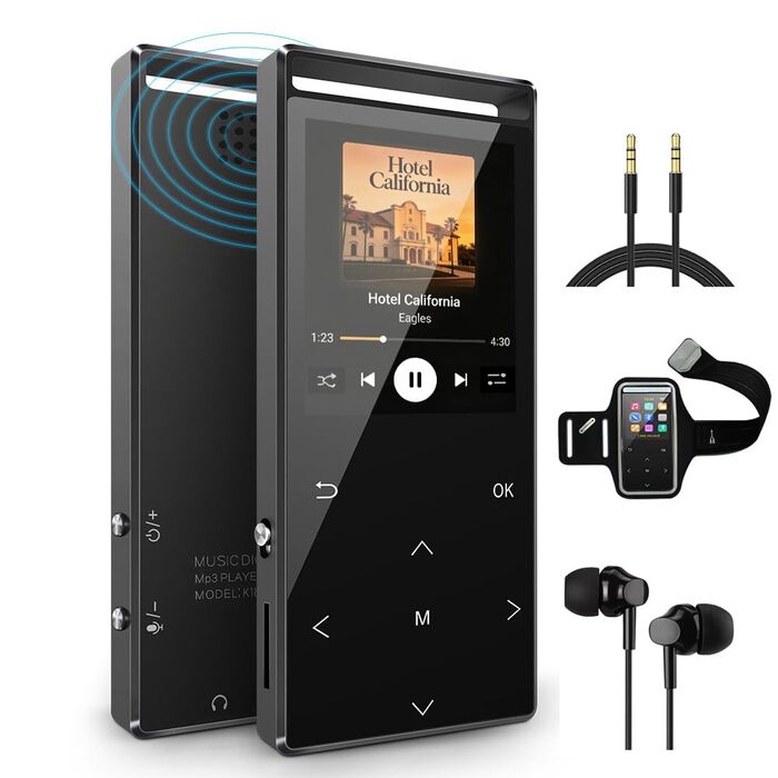 MP3-плеєр 64GB MUSRUN з Bluetooth, HiFi, AUX-запис, FM-радіо, чорний матовий