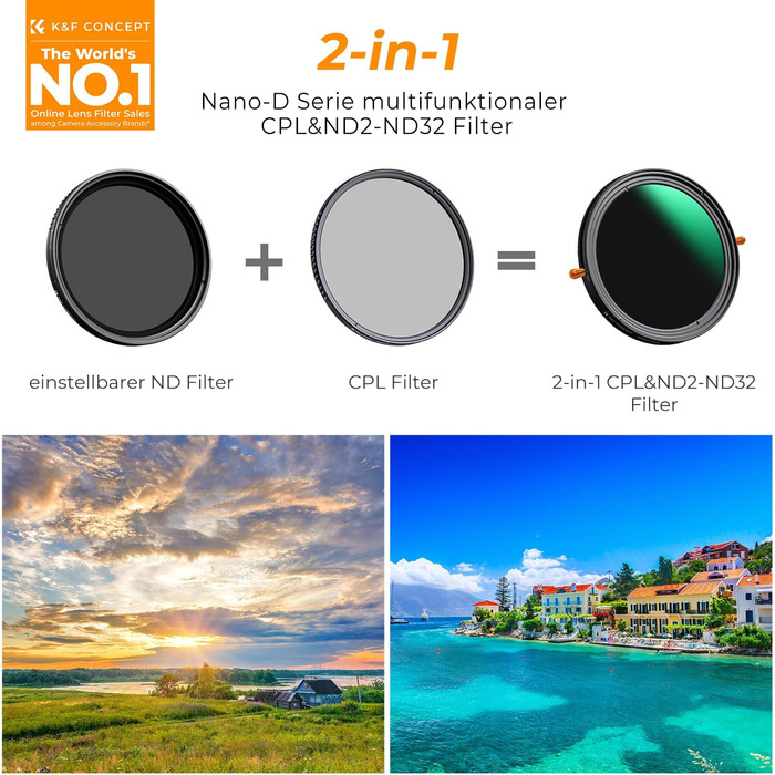 Фільтр K&F Concept Nano-D Serie 82mm 2-в-1: ND та CPL (Поляризаційний)
