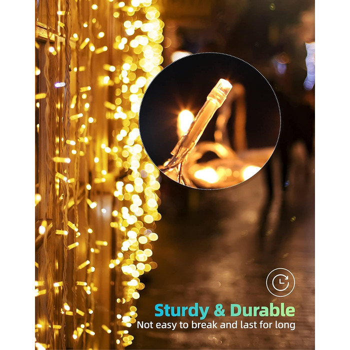 LED гірлянда на Новий Рік LEDYA 20м 200 LED, тепле біле світло, 8 режимів, IP44, для балкона, саду, декору