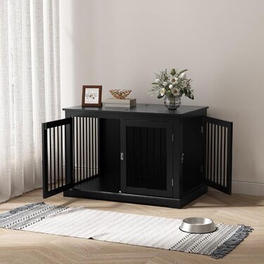 Будка для собак у дім, клітка-меблі з подушкою, затишний вольєр для собак, собачий будиночок, клітки для великих собак, меблева бутка з відкидним верхом, білий (L) (чорний*2)