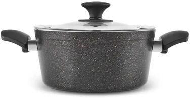 Набір кухонного посуду Karaca Biogranit Blackgold 12 предметів | Покриття з антипригарним ефектом | Стійкий до подряпин | Здоровий та екологічний | Енергоефективний | Елегантний дизайн | Легко миється (Чорний/Золотистий)