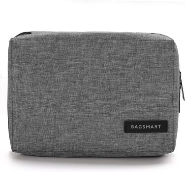 Органайзер для електроніки Bagsmart: чохол для кабелів, powerbank, USB-накопичувачів, SD-карт (рожевий/сірий)