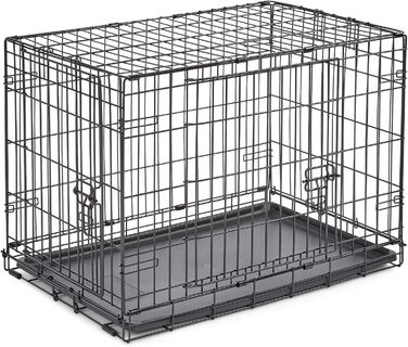 Кія Hundebox B24 для собак, 61 см, для малих порід, з однодверним доступом, витривала, з піддоном, захистом для підлоги та патентованими функціями (76 x 51 x 53 см, 2 двері)