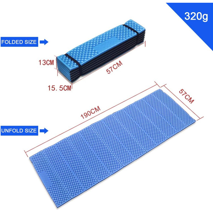 Lixada 190 x 57 cm Camping Mat, Ultralight Foam Camping Mat, Seat, Foldable Beach Mat, Picnic Mat, Sleeping Mat, Outdoor Mattress