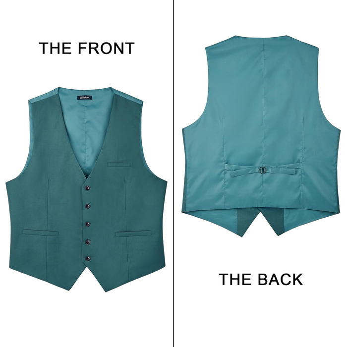 Жилет для чоловіків Enision: однотонний, з кишенями, для весілля, діловий стиль, розміри XS-4XL (4XL, блакитно-зелений)