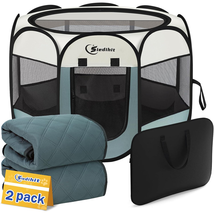 Клітка-загон для собак, Pop-Up, сіра, 73,7x73,7x43,2 см, з 2 змінними пелюшками, для цуценят, котів та дрібних тварин