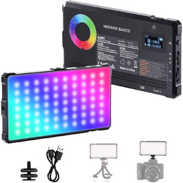 NEEWER SL90C RGB LED панель для відеозйомки, 8W, 2700K–7500K, портативна, з регулюванням кольору, CRI 97, 4000mAh, металева, для DSLR, стримінгу, SL90C
