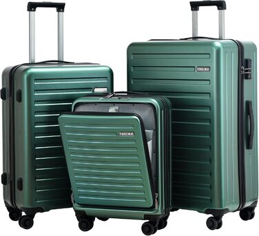 Набір валіз TydeCkare 3-в-1 (55/66/76 см) з TSA замком, зелений. Включає ручну валізу з відділенням для ноутбука (34л, 55x39x20 см), середній (65л) та великий (101л) валіза.