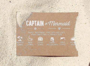 Пляжний рушник XXL Captain&Mermaid 220x160 см, 100% бавовна, легкий, преміум якість, для пляжу та пікніка, синій/чорний