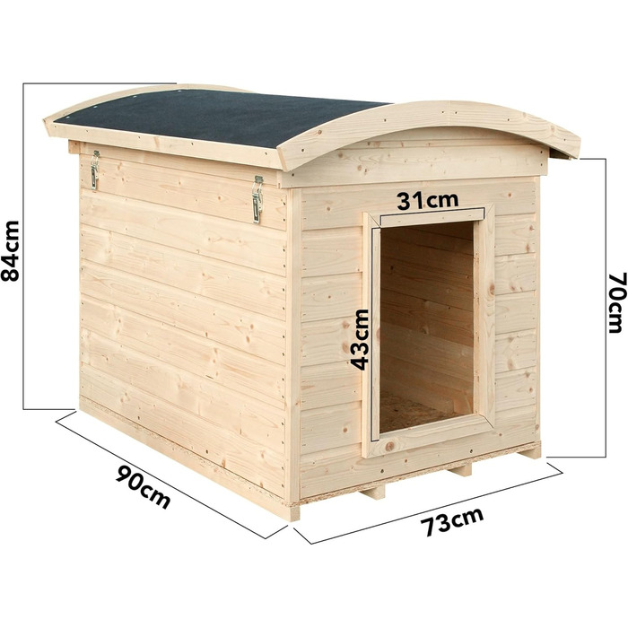 Будка для собак Outdoor маленьких порід – дерев'яна будка для собак, водостійкий дах 76 x 99 x H80 см, розмір S, Timbela M401-1 розмір M, 76x99xH80cm, натуральне дерево