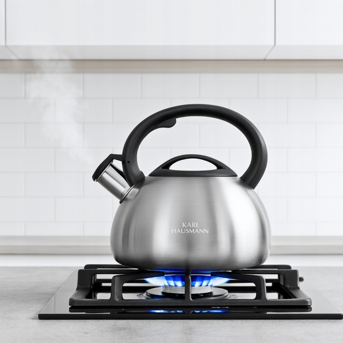Класичний сталевий чайник Karl Hausmann, 2,5 л, чорний, сріблястий, сірий