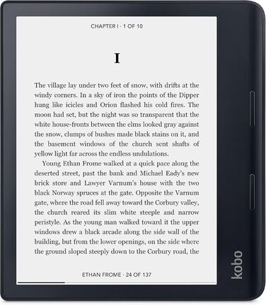 Kobo Sage: Електронна книга з 8-дюймовим HD-екраном Carta E Ink, водонепроникність, Bluetooth, Wi-Fi, 32GB, регулювання яскравості та колірної температури, фільтр блакитного світла