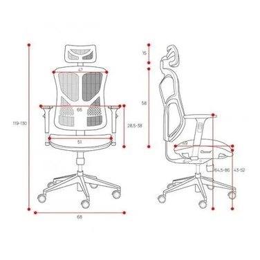 Ергономічне офісне крісло Diablo Chairs V-Basic до 150 кг, чорно-біле