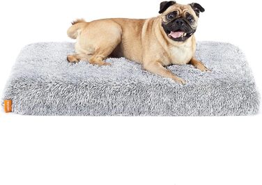 Feandrea Dog Bed, Orthopedic Dog Cushion, Padded with Visco-Elastic Foam, Removable and Washable Cover, Size M, for Small and Medium Dogs, 80 x 50 x 8 cm, PGW211G02 (L 80 x W 50 x H 8 cm, Ombré Gray)