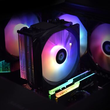 Кулер для CPU ID-COOLING SE-214-XT Black з RGB підсвіткою: 4 теплові трубки, 120mm вентилятор, сумісний з LGA1700/1851/1200/115X та AMD AM5/AM4