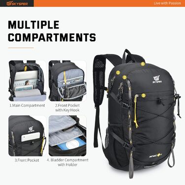 SKYSPER ISHELL 30 Foldable Backpack 30L Ultra-Light Daypack Packable Daypack Waterproof Hiking Backpack Travel Backpack for Camping Outdoor Hiking Traveling (Ishell30-black)